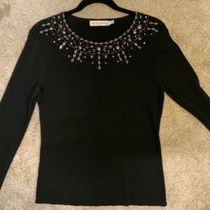 Women’s Black Ornate Sweater Top
